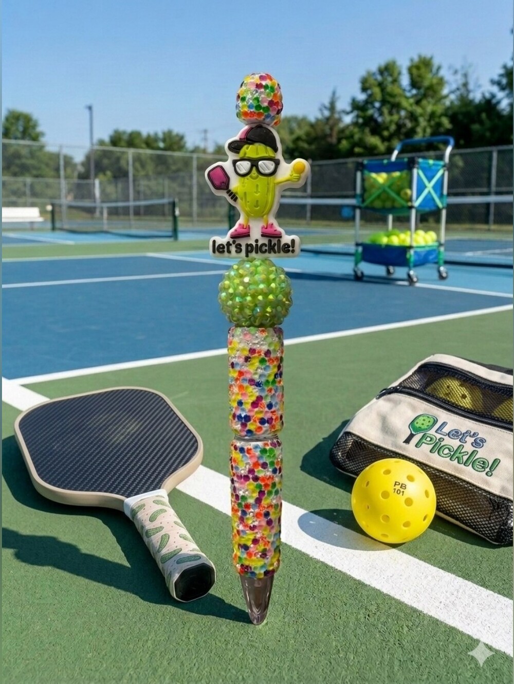 Pickel Ball Confetti Rhinestone Beadable Pen- Free Refill